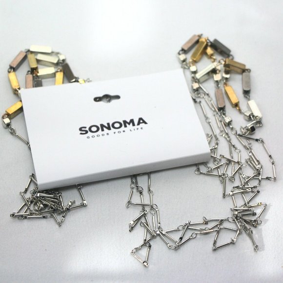 Sonoma Necklace Long 36"-39" Tri-tone Metallic Beads #961 - Picture 3 of 3